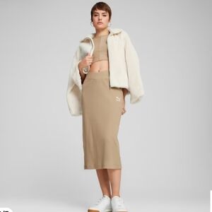 Puma Beige Midi Skirt, Sz M. New